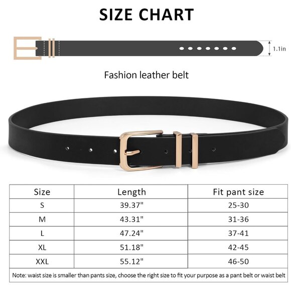 3 Pack Women Belts For Jeans Pants Ladies Leather Waist Belt with Gold Buckle - Picture 5 of 5